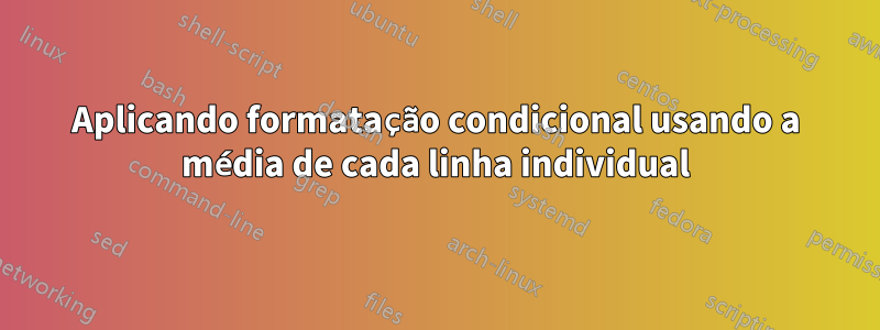 Aplicando formatação condicional usando a média de cada linha individual