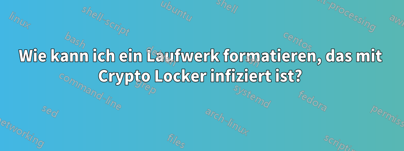 Wie kann ich ein Laufwerk formatieren, das mit Crypto Locker infiziert ist?