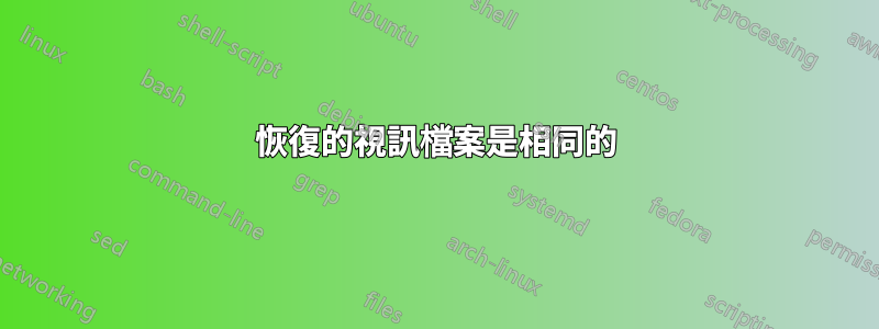 恢復的視訊檔案是相同的