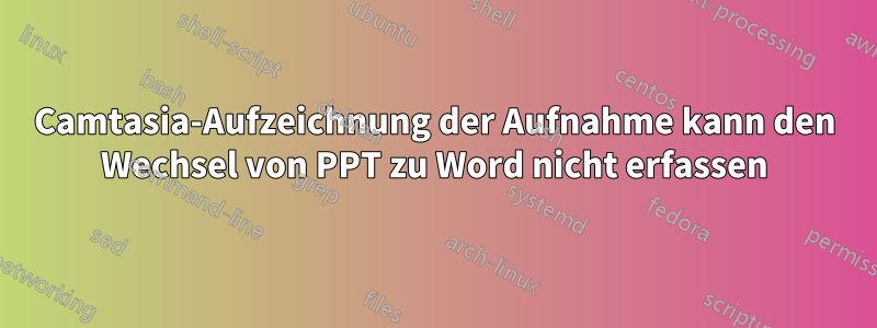 Camtasia-Aufzeichnung der Aufnahme kann den Wechsel von PPT zu Word nicht erfassen