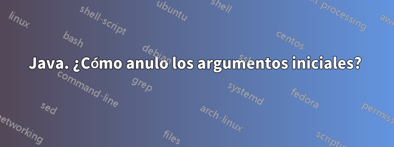 Java. ¿Cómo anulo los argumentos iniciales?