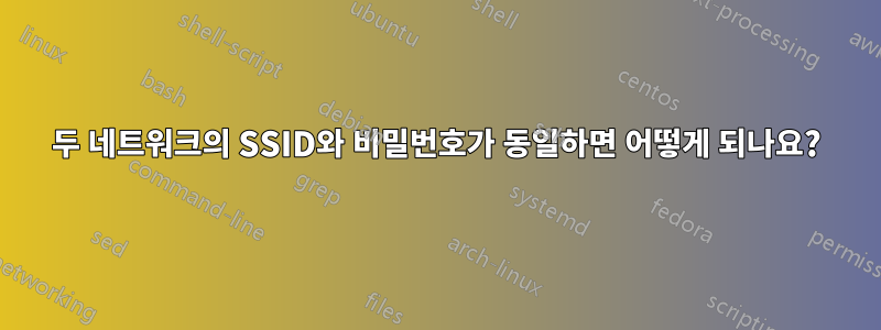 두 네트워크의 SSID와 비밀번호가 동일하면 어떻게 되나요?