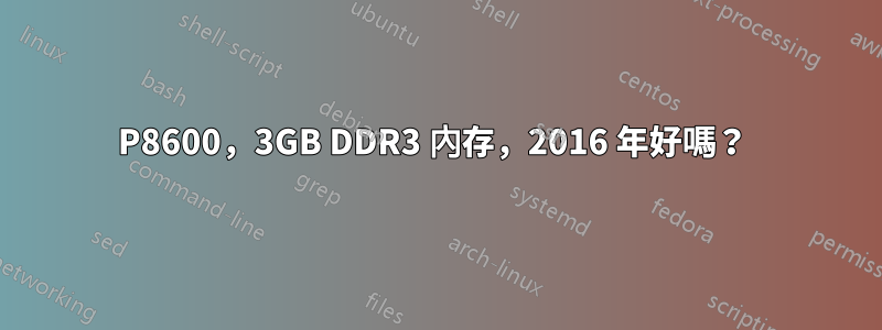 P8600，3GB DDR3 內存，2016 年好嗎？ 