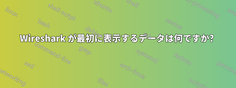 Wireshark が最初に表示するデータは何ですか?