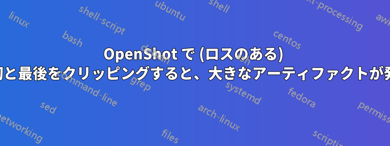 OpenShot で (ロスのある) ビデオの最初と最後をクリッピングすると、大きなアーティファクトが発生します。