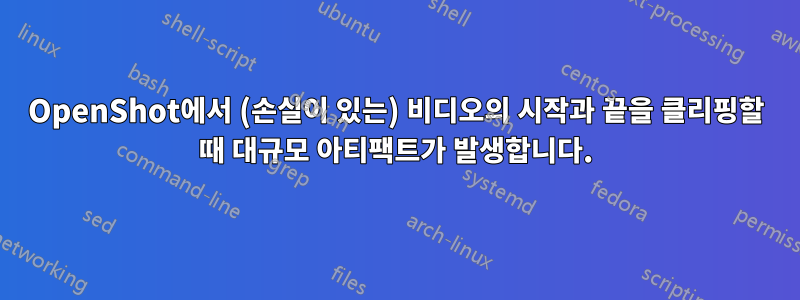 OpenShot에서 (손실이 있는) 비디오의 시작과 끝을 클리핑할 때 대규모 아티팩트가 발생합니다.