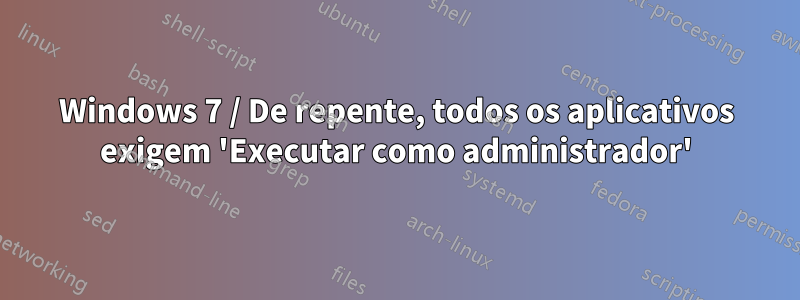 Windows 7 / De repente, todos os aplicativos exigem 'Executar como administrador'