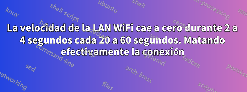 La velocidad de la LAN WiFi cae a cero durante 2 a 4 segundos cada 20 a 60 segundos. Matando efectivamente la conexión