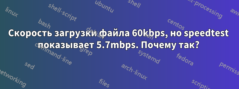 Скорость загрузки файла 60kbps, но speedtest показывает 5.7mbps. Почему так?