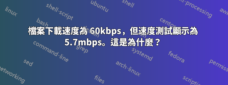 檔案下載速度為 60kbps，但速度測試顯示為 5.7mbps。這是為什麼？