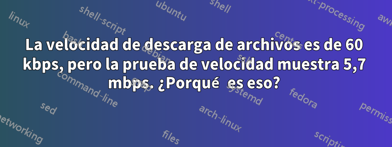 La velocidad de descarga de archivos es de 60 kbps, pero la prueba de velocidad muestra 5,7 mbps. ¿Porqué es eso?