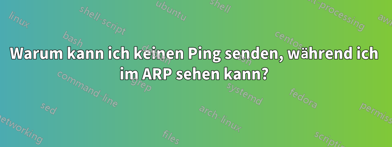 Warum kann ich keinen Ping senden, während ich im ARP sehen kann?