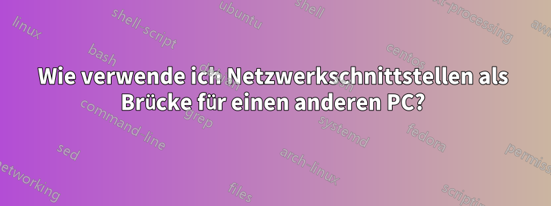 Wie verwende ich Netzwerkschnittstellen als Brücke für einen anderen PC?