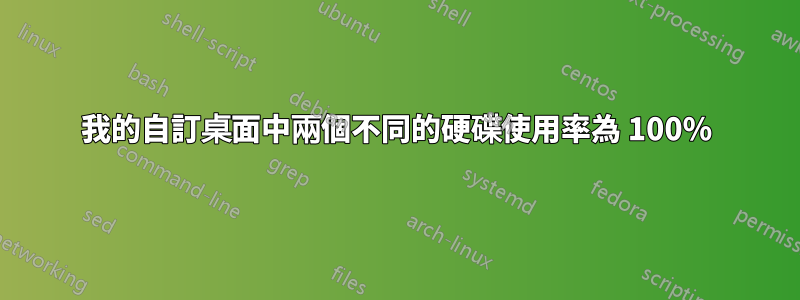 我的自訂桌面中兩個不同的硬碟使用率為 100%