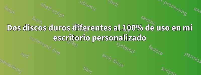 Dos discos duros diferentes al 100% de uso en mi escritorio personalizado