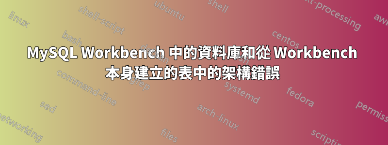 MySQL Workbench 中的資料庫和從 Workbench 本身建立的表中的架構錯誤