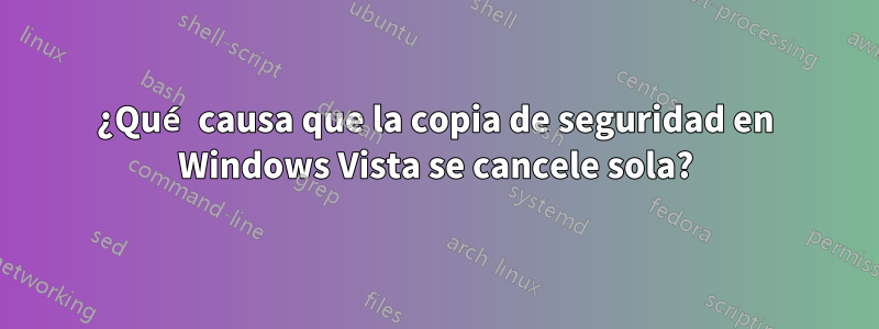 ¿Qué causa que la copia de seguridad en Windows Vista se cancele sola?