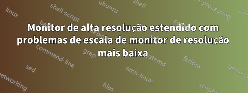 Monitor de alta resolução estendido com problemas de escala de monitor de resolução mais baixa