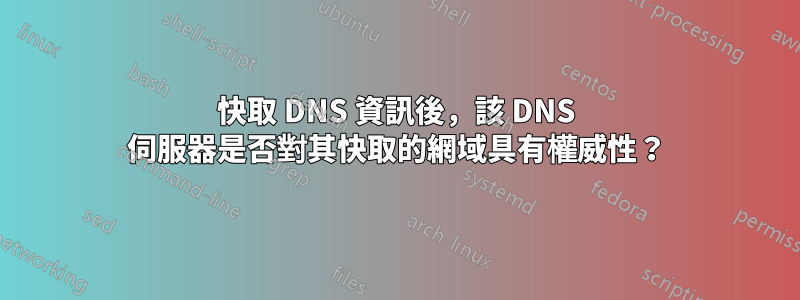 快取 DNS 資訊後，該 DNS 伺服器是否對其快取的網域具有權威性？