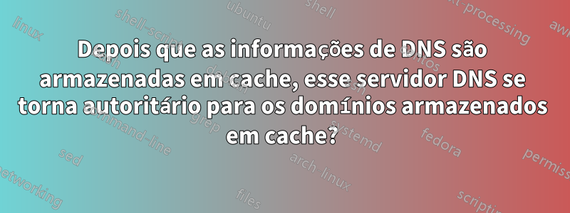 Depois que as informações de DNS são armazenadas em cache, esse servidor DNS se torna autoritário para os domínios armazenados em cache?