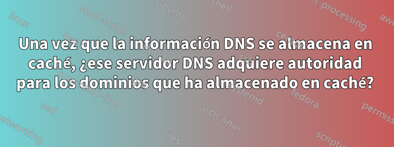 Una vez que la información DNS se almacena en caché, ¿ese servidor DNS adquiere autoridad para los dominios que ha almacenado en caché?