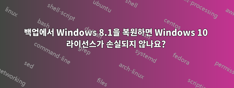 백업에서 Windows 8.1을 복원하면 Windows 10 라이선스가 손실되지 않나요?