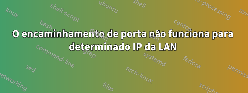 O encaminhamento de porta não funciona para determinado IP da LAN