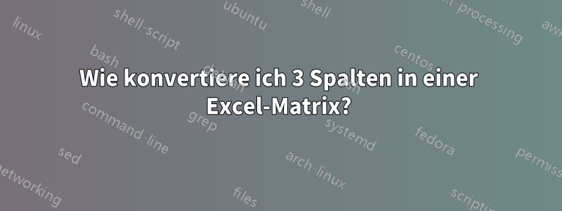 Wie konvertiere ich 3 Spalten in einer Excel-Matrix?