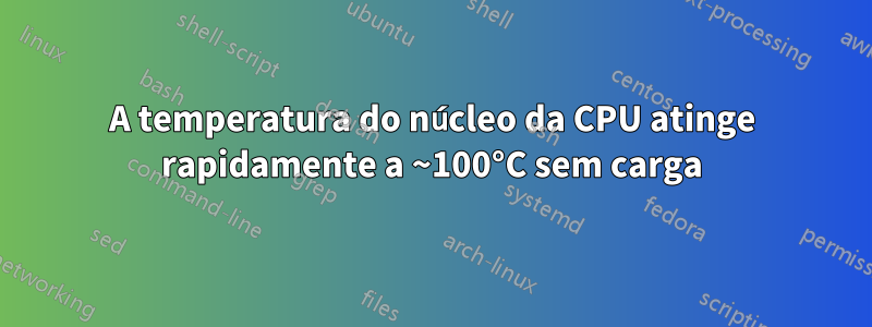 A temperatura do núcleo da CPU atinge rapidamente a ~100°C sem carga