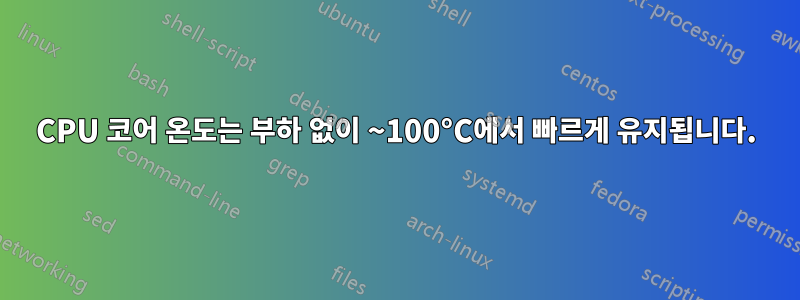 CPU 코어 온도는 부하 없이 ~100°C에서 빠르게 유지됩니다.