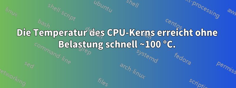 Die Temperatur des CPU-Kerns erreicht ohne Belastung schnell ~100 °C.