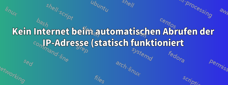 Kein Internet beim automatischen Abrufen der IP-Adresse (statisch funktioniert) mit HP 1910-8-Switch