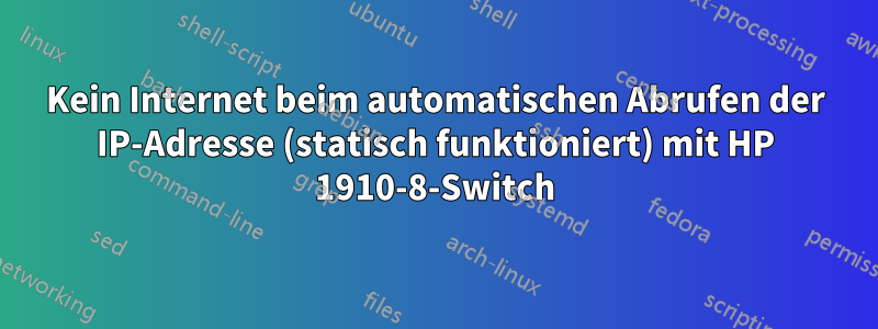 Kein Internet beim automatischen Abrufen der IP-Adresse (statisch funktioniert) mit HP 1910-8-Switch