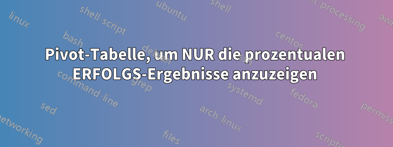 Pivot-Tabelle, um NUR die prozentualen ERFOLGS-Ergebnisse anzuzeigen