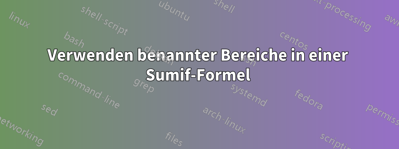 Verwenden benannter Bereiche in einer Sumif-Formel