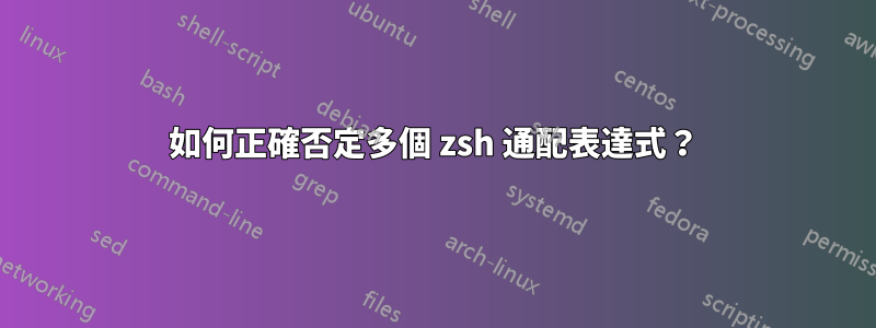 如何正確否定多個 zsh 通配表達式？