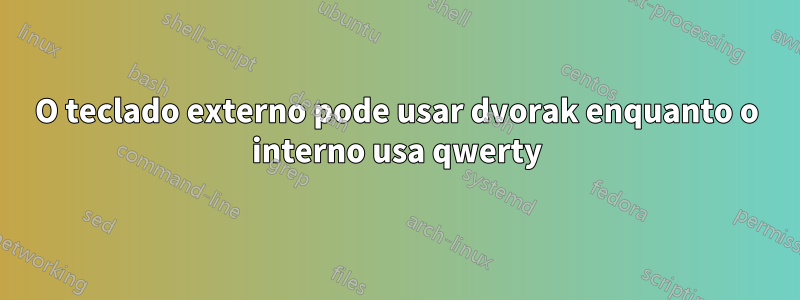 O teclado externo pode usar dvorak enquanto o interno usa qwerty