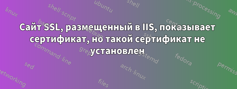 Сайт SSL, размещенный в IIS, показывает сертификат, но такой сертификат не установлен