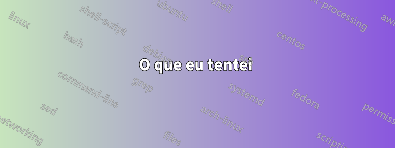 O que eu tentei