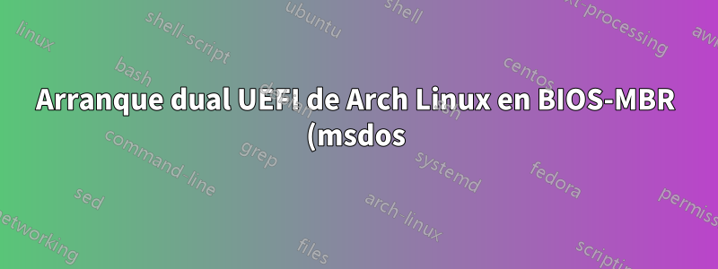 Arranque dual UEFI de Arch Linux en BIOS-MBR (msdos) Windows 10