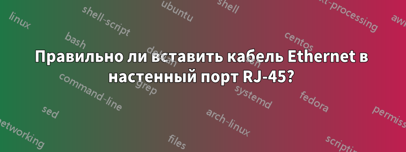 Правильно ли вставить кабель Ethernet в настенный порт RJ-45?