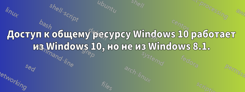 Доступ к общему ресурсу Windows 10 работает из Windows 10, но не из Windows 8.1.