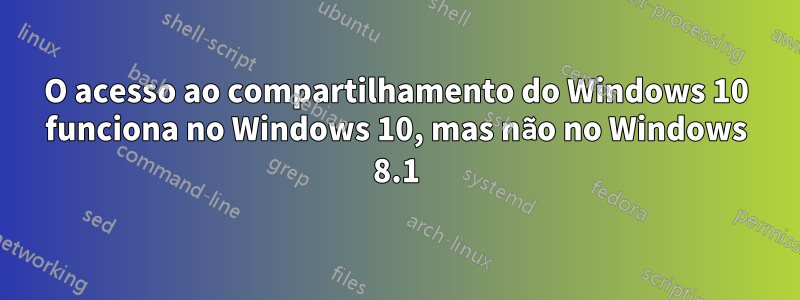 O acesso ao compartilhamento do Windows 10 funciona no Windows 10, mas não no Windows 8.1