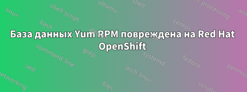 База данных Yum RPM повреждена на Red Hat OpenShift