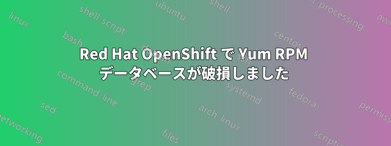 Red Hat OpenShift で Yum RPM データベースが破損しました