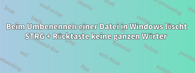 Beim Umbenennen einer Datei in Windows löscht STRG + Rücktaste keine ganzen Wörter 