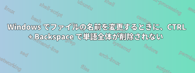 Windows でファイルの名前を変更するときに、CTRL + Backspace で単語全体が削除されない 