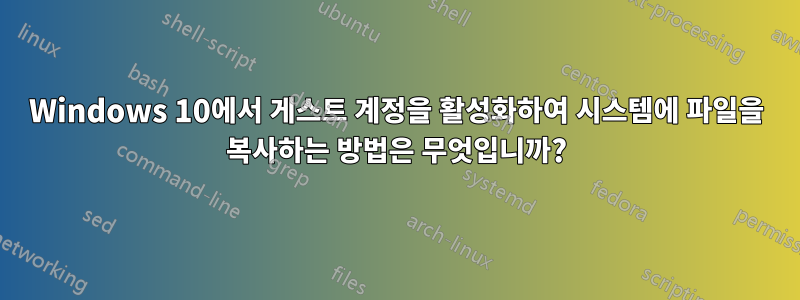 Windows 10에서 게스트 계정을 활성화하여 시스템에 파일을 복사하는 방법은 무엇입니까?