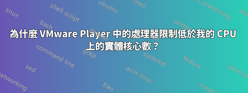 為什麼 VMware Player 中的處理器限制低於我的 CPU 上的實體核心數？