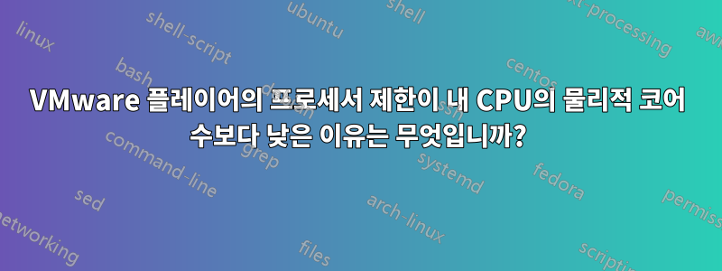 VMware 플레이어의 프로세서 제한이 내 CPU의 물리적 코어 수보다 낮은 이유는 무엇입니까?